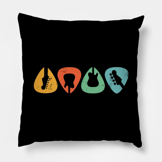 Retro Guitar Picks Pillow by nightsworthy