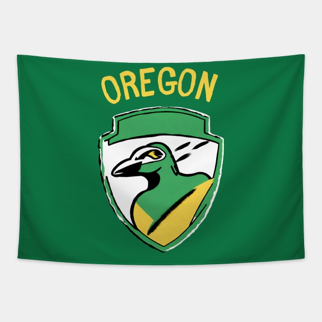 Arena Sports of Oregon Football Player Team Spirit of American Football Game Day Tapestry by DaysuCollege