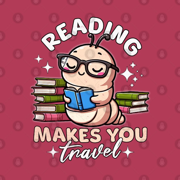 Cute Worm Reading Makes You Travel for Books Lover by alcoshirts