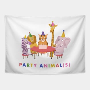 Party Animals - safari zoo animals birthday party pun Tapestry