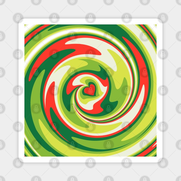 Swirl of Christmas Colored Heart Pattern Magnet by Peaceful Space AS