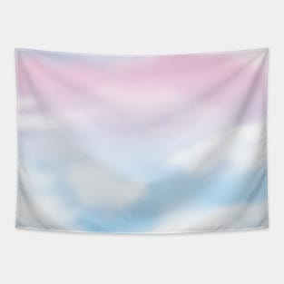 Cute Pink And Blue Sky Clouds Background Tapestry