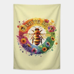 Earth Day Bee and Flowers Tapestry