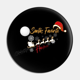 Santa's Favorite HoHoHo - Funny Christmas Saying with Snowflakes, Santa and Dears Pin