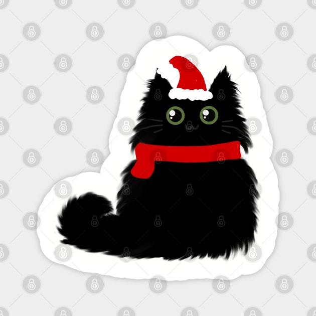 Christmas Kitty Magnet by Megan Noble