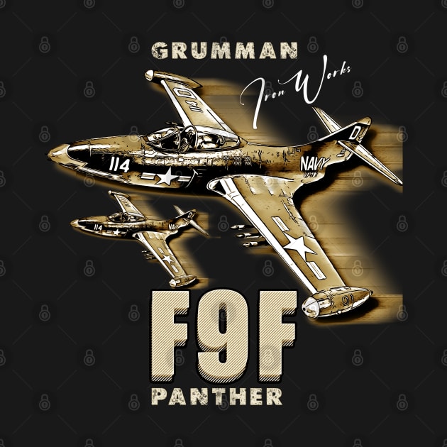 Grumman F9F Panther Carrier-Based Jet Fighter by aeroloversclothing