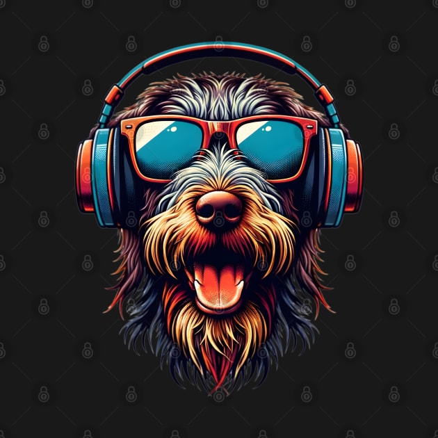 Wirehaired Pointing Griffon Smiling DJ in Japanese Art by ArtRUs