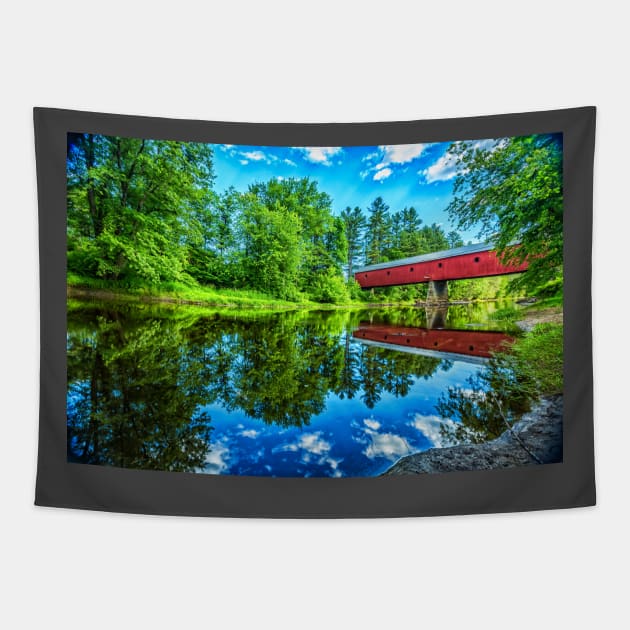 Sawyers Crossing Covered Bridge Tapestry by Gestalt Imagery