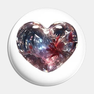 Crystal heart Pin