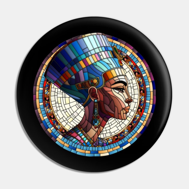 Egyptian Nefertiti -Mosaic Art Pin by Nartissima