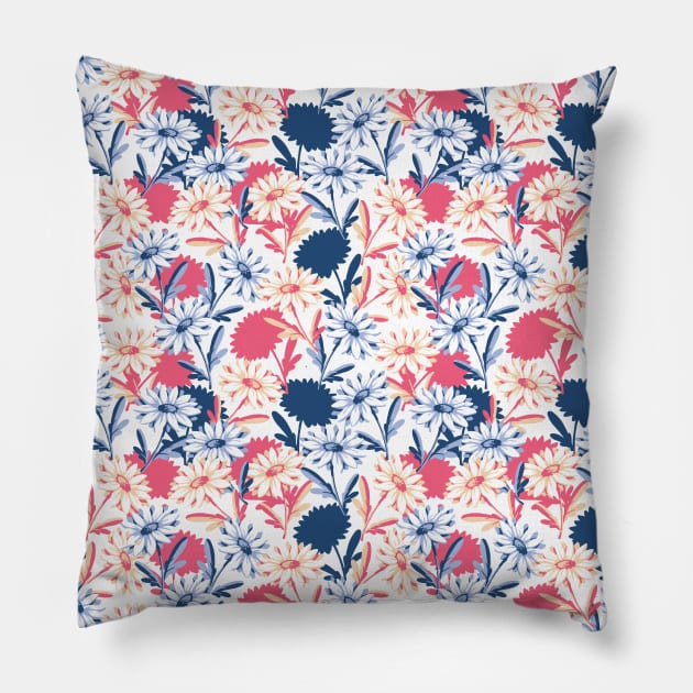 Romantic Daisy Flower Garden Pillow by FlinArt