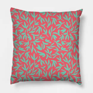 Bamboo forest- teal on salmon Pillow