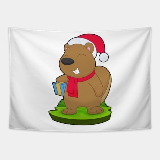 Beaver Christmas Package Tapestry