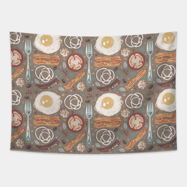 English Breakfast Pattern Tapestry by Simplulina