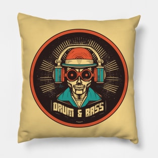 Drum and Bass - Cyberpunk Skull Logo Pillow