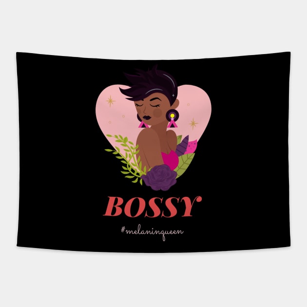 Bossy Melanin Queen Girl Empowerment Tapestry by Art Deck