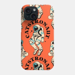 Astronaut Black Cat Pattern in orange Phone Case