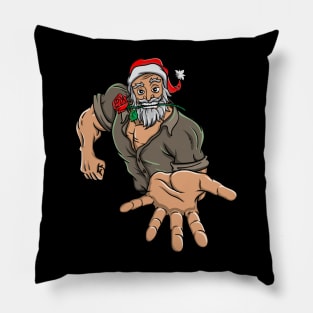 Topless Macho Santa Claus Christmas Funny Gift Pillow