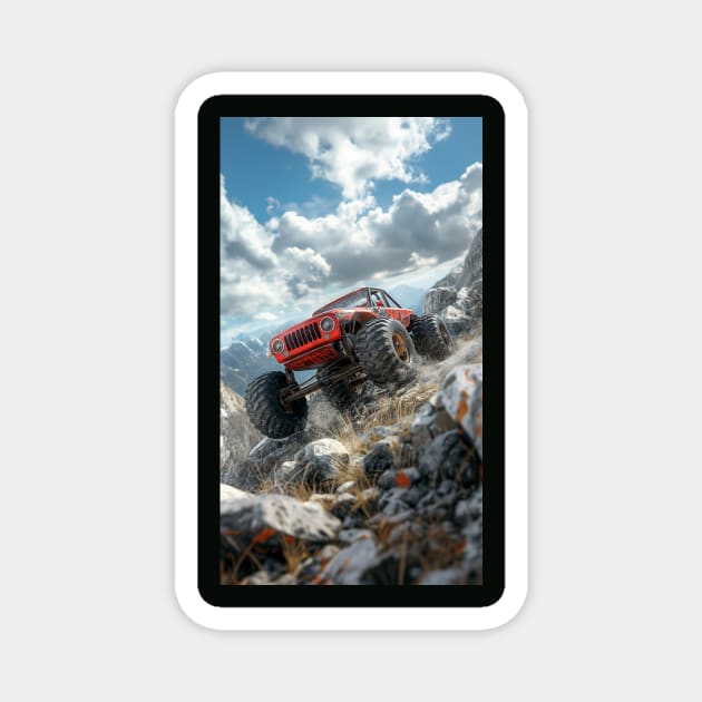 Monster Truck Powering over the Hill Magnet by Vinokurio