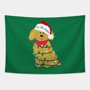 Cute Christmas Golden Doodle Puppy Tapestry