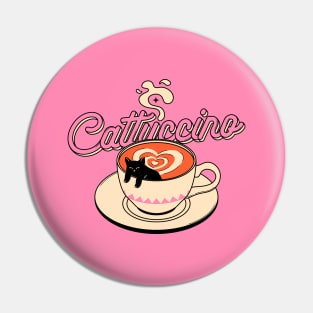 Cappuccino Black Cat in pink Pin