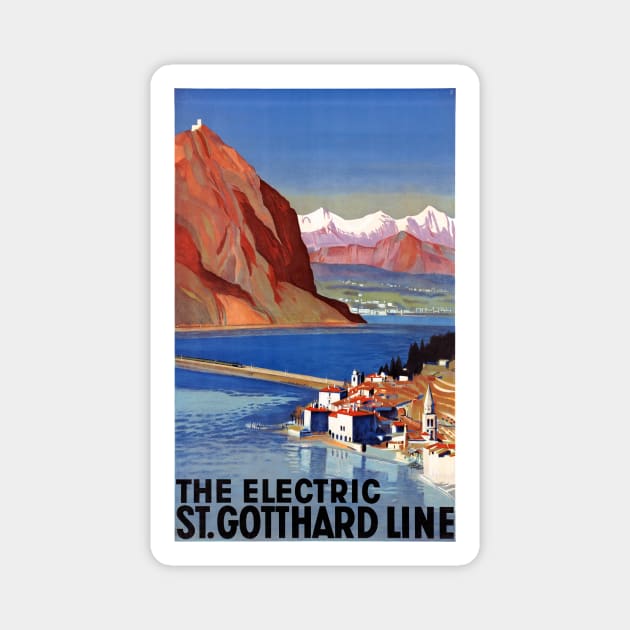 Vintage Travel Poster Switzerland The Electric St. Gotthard Line Magnet by vintagetreasure