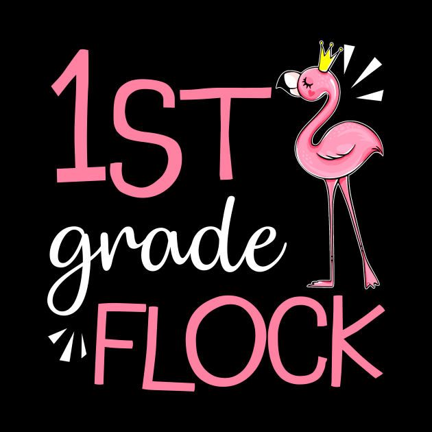Flamingo Back To School 1st First Grade Flock by Elliottda