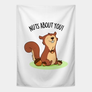 Nuts About You Cute Squirrel Pun Tapestry