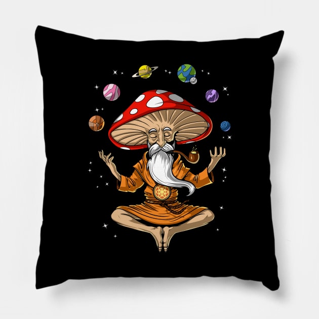 Buddha Magic Mushroom Pillow by underheaven