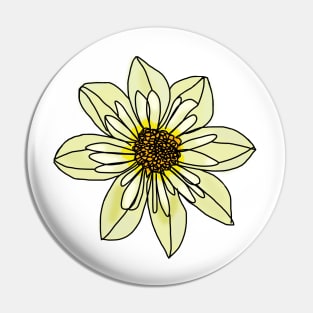 Yellow Minimal Line Drawing Collarette Dahlia Flower Pin