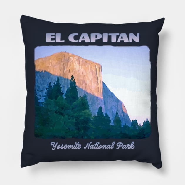 El Capitan, Yosemite Valley, Yosemite National Park, California Sunset design Pillow by jdunster