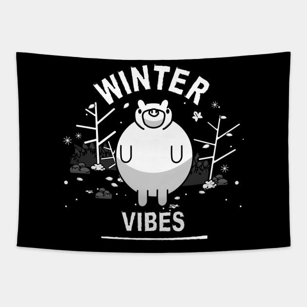 Winter Vibes Bear Love- Winter Walk Season Tapestry by mrbitdot