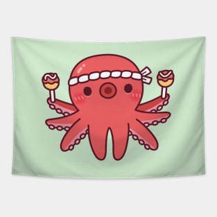 Cute Octopus With Japanese Takoyaki Tapestry