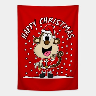 Christmas Monkey Santa Hat Snow Wildlife Xmas 2021 Tapestry