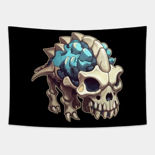 Scary Skull Chibi Triceratops Isometric Dinosaur Tapestry