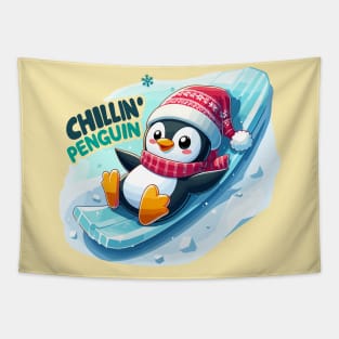 Chillin' Penguin: Slide into Cuteness Tapestry