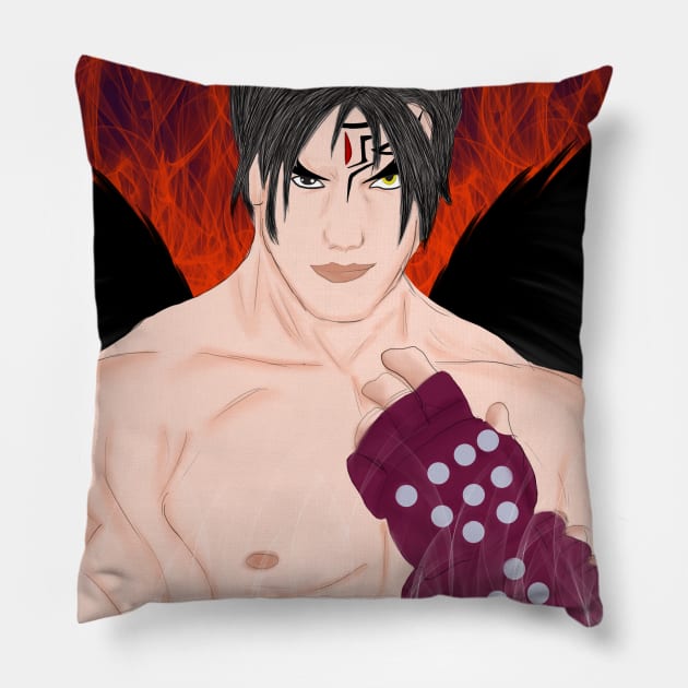 Devil Jin Pillow by Mikaela Studios