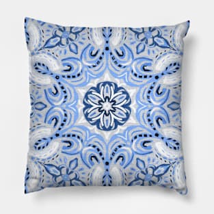 Periwinkle Blue Textured Boho Hex Pattern Pillow