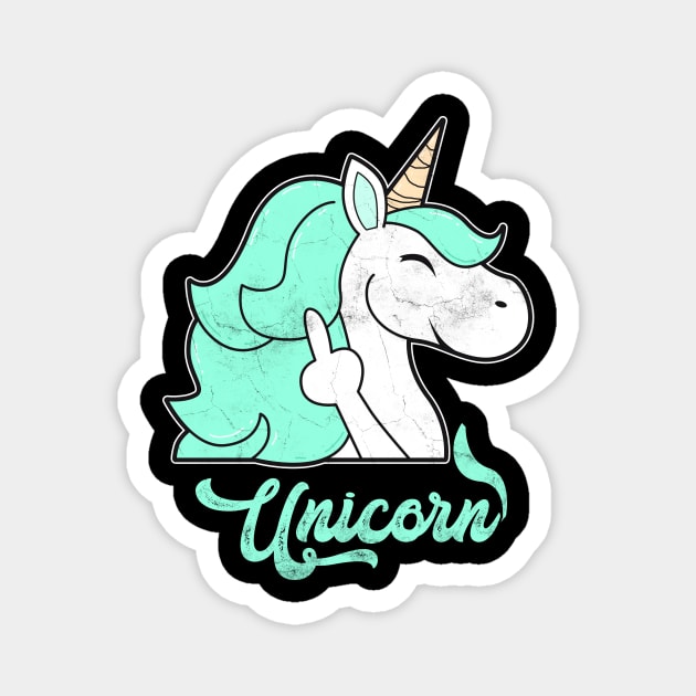 Cute Unicorn Middle Finger Magnet by Imutobi