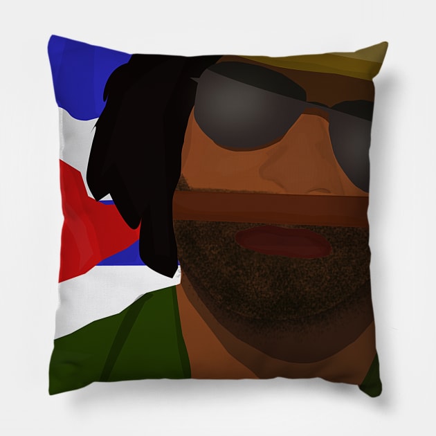 Funny Cuban Smelling Cigar, Cuban Flag on the Background Pillow by ibadishi