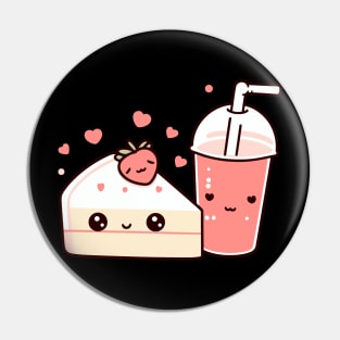 Kawaii Milkshake and Cake Illustration | Cute Design Ideas for Kawaii Lovers Pin