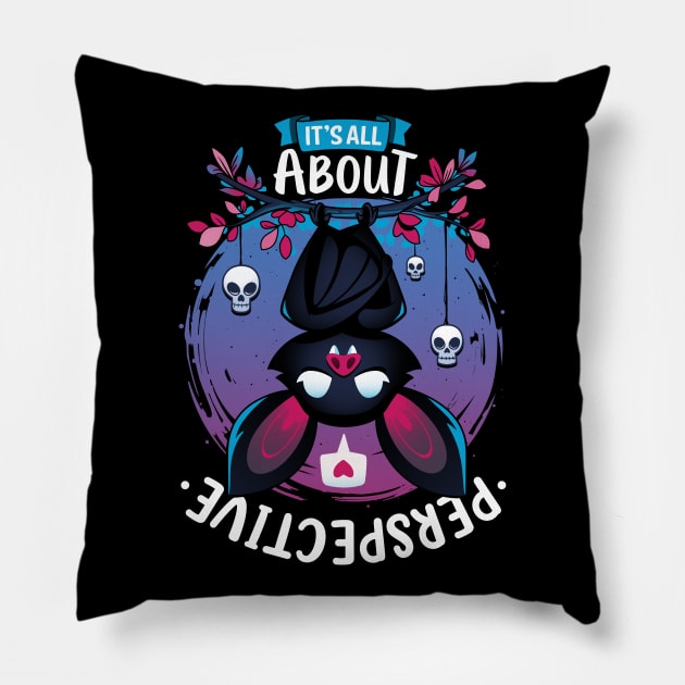 All About Perspective - Creepy Cute Bat Love Pillow by Snouleaf