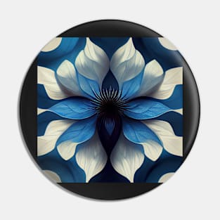 psychedelic flower, blue and white Pin