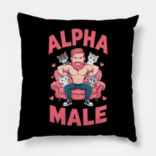 Alpha Male Funny Cats Kittens Gift Fathers Day Gay Man LGBT Pride Cat Dad Pillow