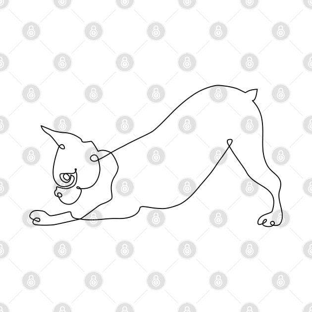 One line Boston Terrier Downward Dog by huebucket