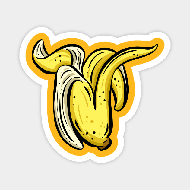 Cheeky Cartoon Banana Yellow Skin Garden Tips Toons Magnet by Garden Tips Toons