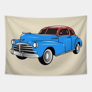 Classic car 1948 cartoon illustration Tapestry