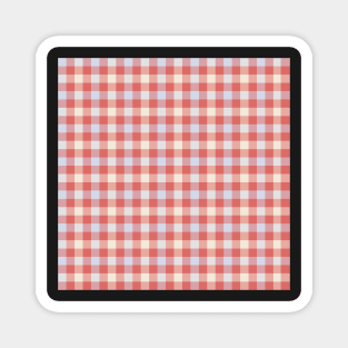 Classic Gingham in tangerine red, pale blue and cream - timeless style Magnet