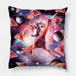 Thug Space Cat On Giraffe Unicorn - Pizza Pillow