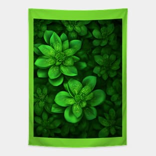 Biolumnicent green flower pattern Tapestry